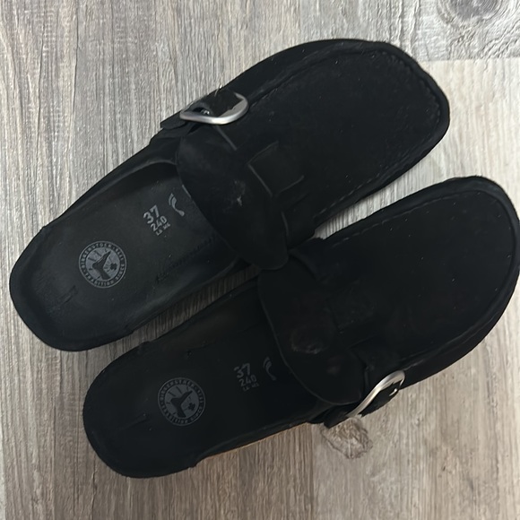Birkenstock Buckley Mule Clogs Black Suede with Buckle Size-EU-37/US-6-6.5 EUC - Picture 6 of 7